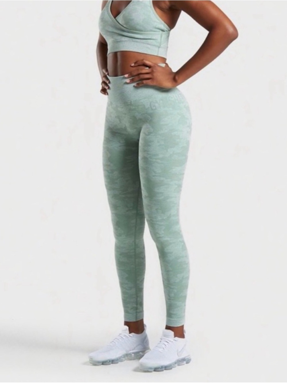 Gymshark Light Sage Green Camo High-Waist Leggings